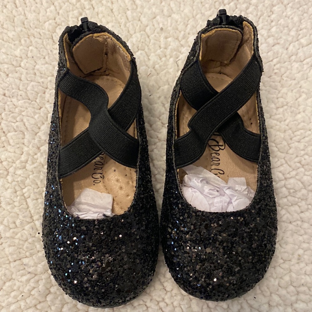 A Bear Co. ballerinas. Size 5c. Black chunky glitter. New in package